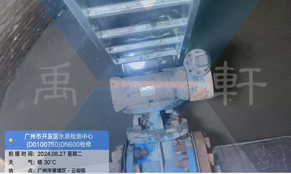 广州开发区水质检测中心DN600蝶阀黄瓜社区网页版现场测量尺寸更换新驱动装置(图1)